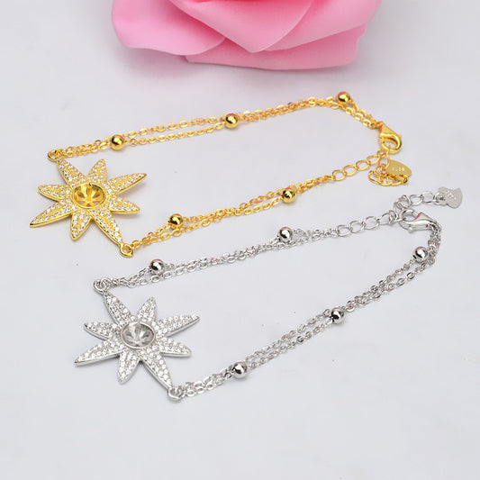 Silver Starfish Pearl Bracelet Setting-Jewelry DIY Settings - Feliz Pearl 
