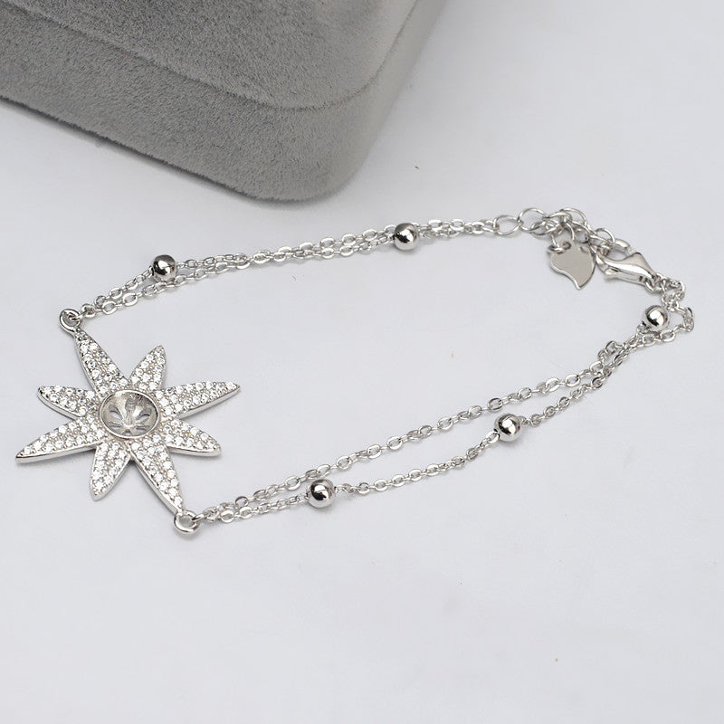 Silver Starfish Pearl Bracelet Setting-Jewelry DIY Settings - Feliz Pearl 