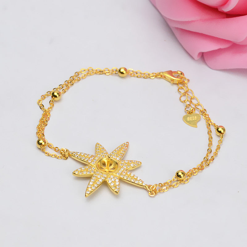Silver Starfish Pearl Bracelet Setting-Jewelry DIY Settings - Feliz Pearl 