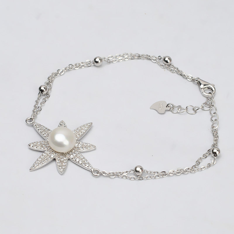 Silver Starfish Pearl Bracelet Setting-Jewelry DIY Settings - Feliz Pearl 