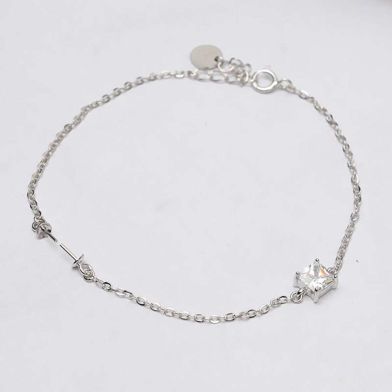 Cubic Zirconia Square Pearl Bracelet Setting-Jewelry DIY - Feliz Pearl 