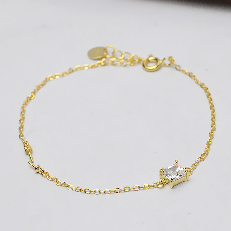Cubic Zirconia Square Pearl Bracelet Setting-Jewelry DIY - Feliz Pearl 