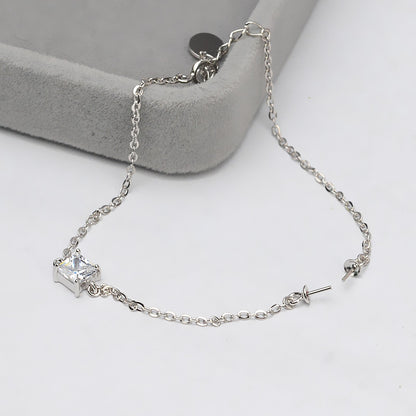 Cubic Zirconia Square Pearl Bracelet Setting-Jewelry DIY - Feliz Pearl 