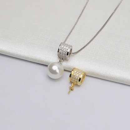 Classic CZ Tube Pearl Pendant Setting-S925 Sterling Silver - Feliz Pearl 