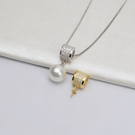 Classic CZ Tube Pearl Pendant Setting-S925 Sterling Silver - Feliz Pearl 