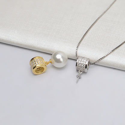 Classic CZ Tube Pearl Pendant Setting-S925 Sterling Silver - Feliz Pearl 