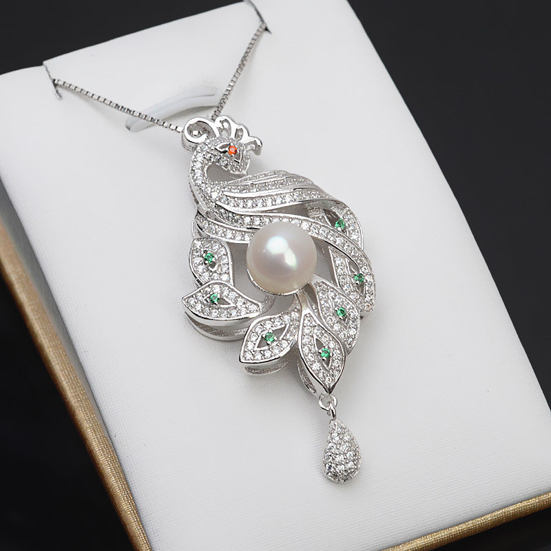 Luxury Cubic Zirconia Phoenix Pearl Pendant Setting - Feliz Pearl 