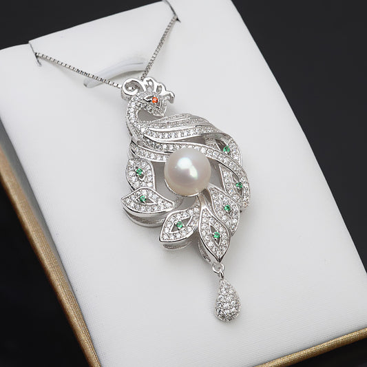 Luxury Cubic Zirconia Phoenix Pearl Pendant Setting - Feliz Pearl 