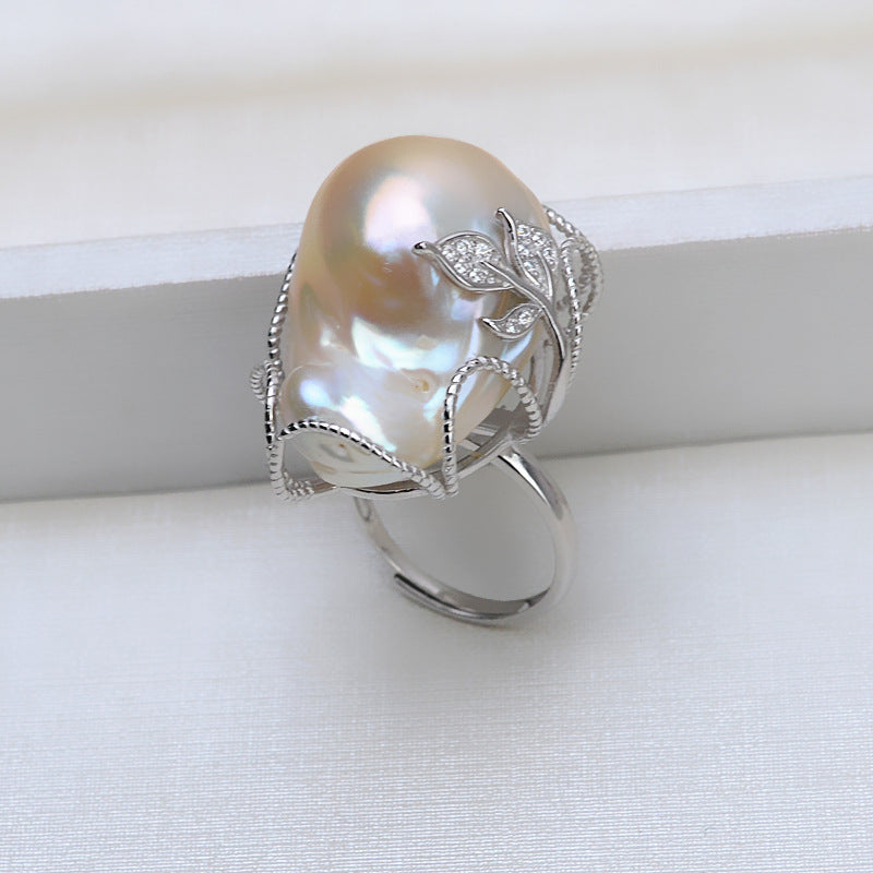 S925 Sterling Silver Fireball Baroque Pearl Ring Mounting - Feliz Pearl 