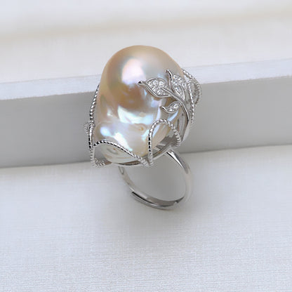 S925 Sterling Silver Fireball Baroque Pearl Ring Mounting - Feliz Pearl 