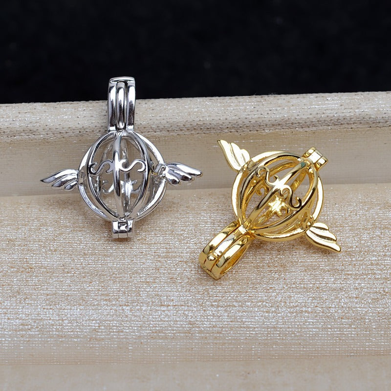 Sterling Silver Little Angle Pearl Cage Pendant - Feliz Pearl 