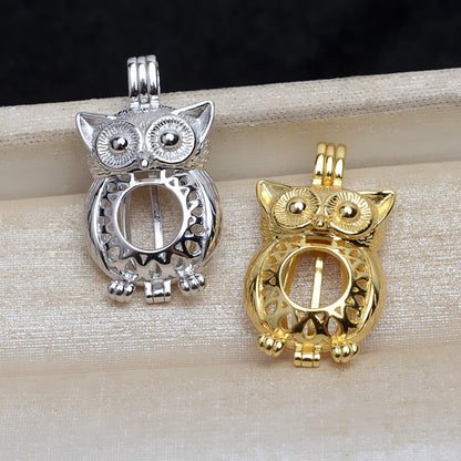 S925 Sterling Silver Owl Pearl Cage Pendant - Feliz Pearl 
