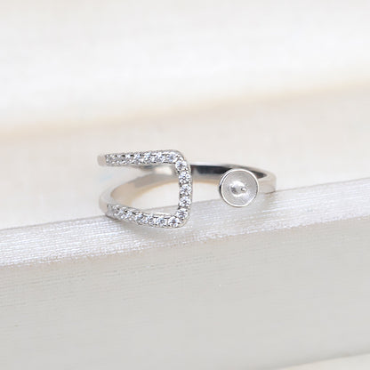 S925 Sterling Silver Pearl Ring Setting Pearl Jewelry Findings - Feliz Pearl 