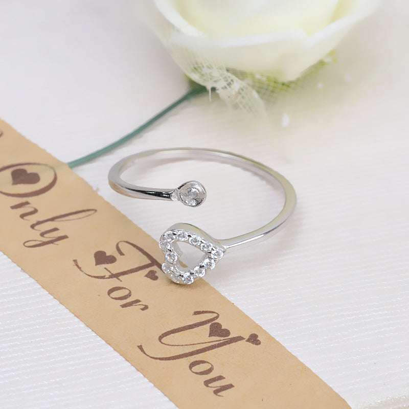 Silver Cubic Zirconia Heart Desig Pearl Ring Mounting-Feliz Pearl - Feliz Pearl 