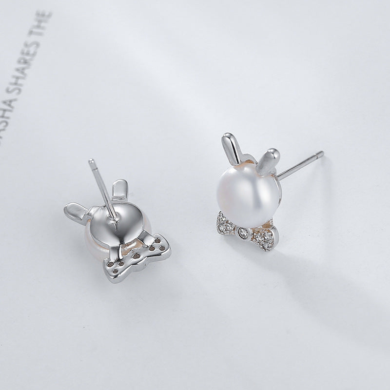 Mr. Bunny Pearl Earring Setting-Silver DIY Jewelry Settings Seller - Feliz Pearl 