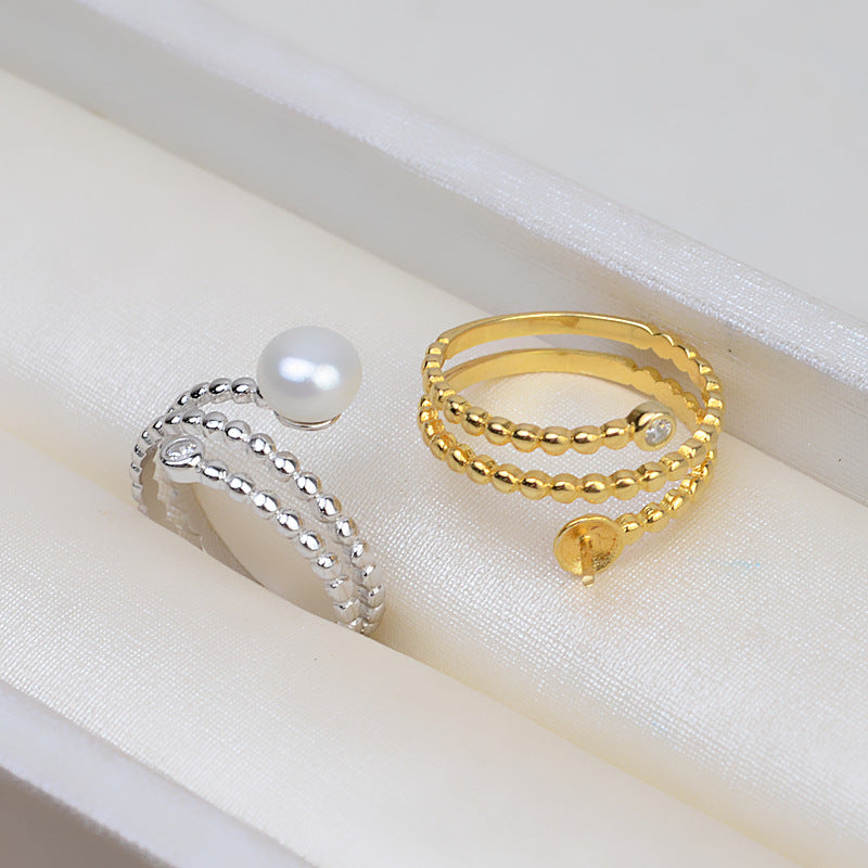 S925 Sterling SIlver Multi Lines Pearl Ring Mounting-Feliz Pearl - Feliz Pearl 