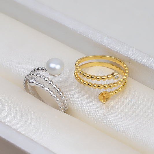 S925 Sterling SIlver Multi Lines Pearl Ring Mounting-Feliz Pearl - Feliz Pearl 