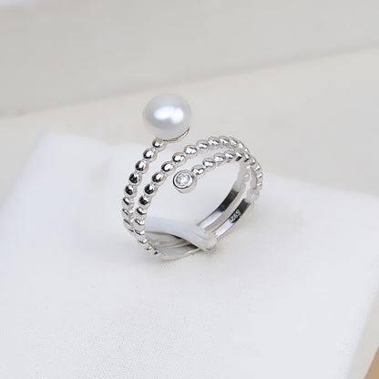 S925 Sterling SIlver Multi Lines Pearl Ring Mounting-Feliz Pearl - Feliz Pearl 