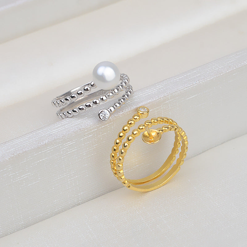 S925 Sterling SIlver Multi Lines Pearl Ring Mounting-Feliz Pearl - Feliz Pearl 