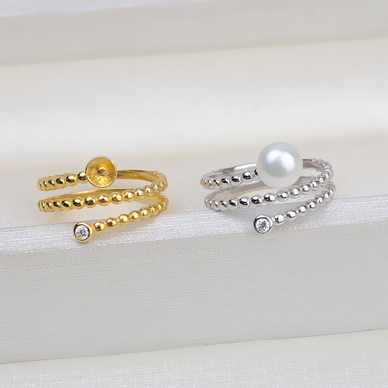 S925 Sterling SIlver Multi Lines Pearl Ring Mounting-Feliz Pearl - Feliz Pearl 