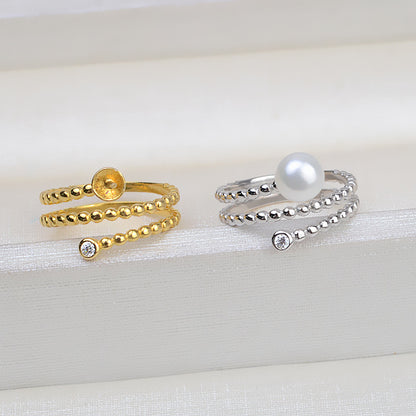 S925 Sterling SIlver Multi Lines Pearl Ring Mounting-Feliz Pearl - Feliz Pearl 