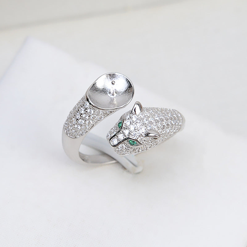 S925 Sterling Silver Leopard Cubic Zirconia Pearl Ring Mounting - Feliz Pearl 