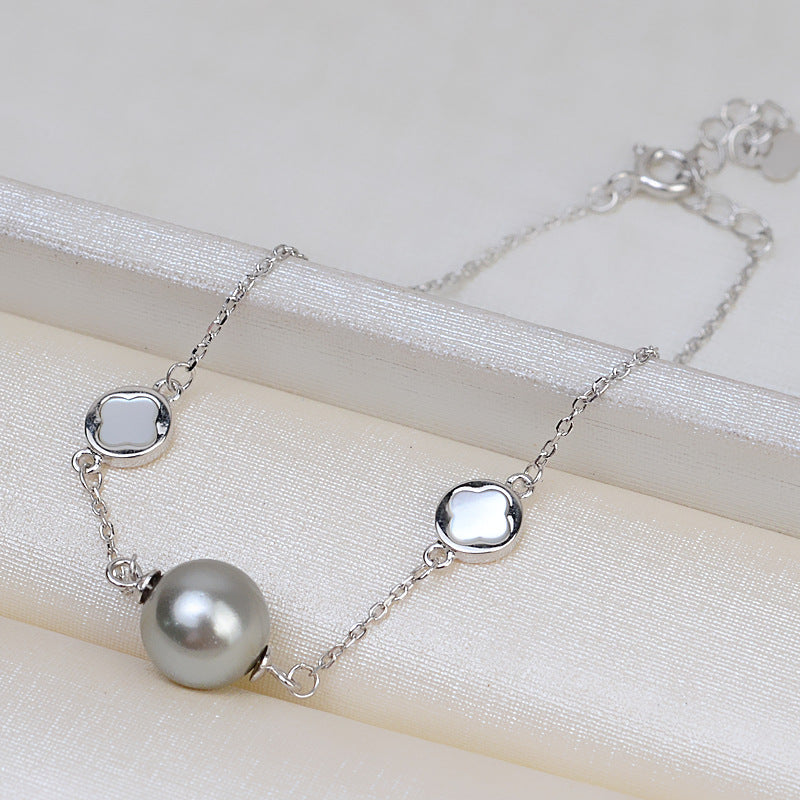 Shell Four Leaf Clover Pearl Bracelet Mounting S925 Silver Jewelry - Feliz Pearl 
