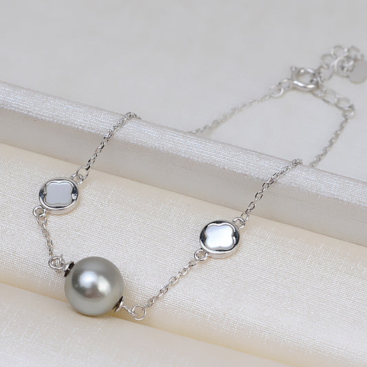Shell Four Leaf Clover Pearl Bracelet Mounting S925 Silver Jewelry - Feliz Pearl 