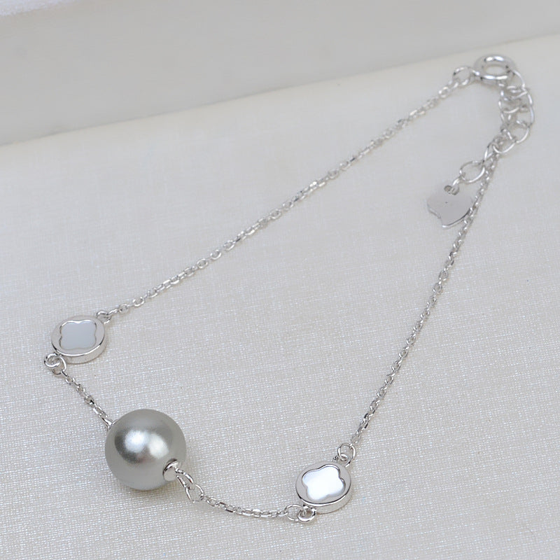 Shell Four Leaf Clover Pearl Bracelet Mounting S925 Silver Jewelry - Feliz Pearl 