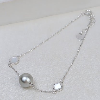 Shell Four Leaf Clover Pearl Bracelet Mounting S925 Silver Jewelry - Feliz Pearl 