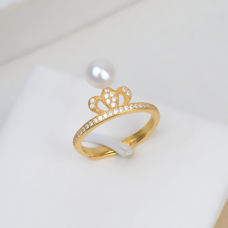 S925 Silver CZ Elegant Crown Pearl Ring Setting-Feliz Pearl - Feliz Pearl 