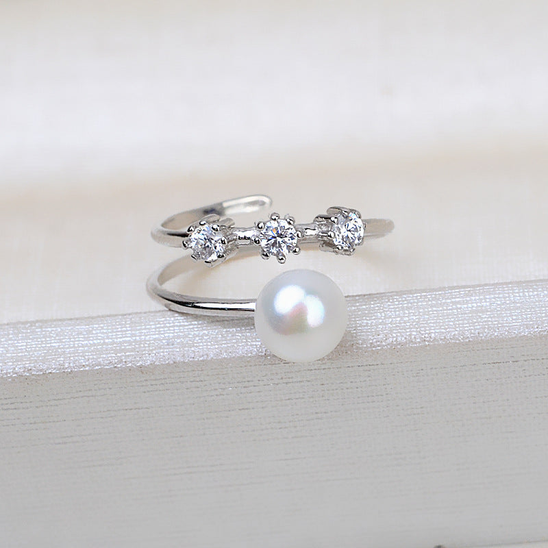 Fashion Adjustable Size Silver Pearl Ring Setting-Feliz Pearl - Feliz Pearl 