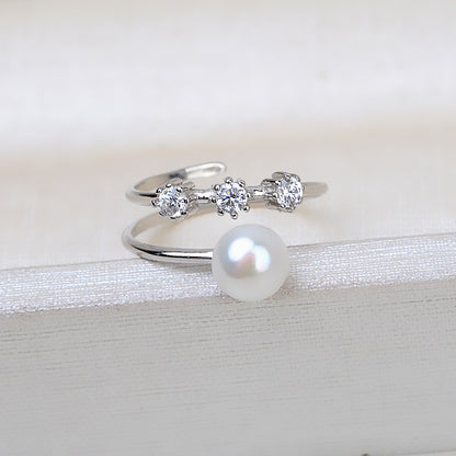 Fashion Adjustable Size Silver Pearl Ring Setting-Feliz Pearl - Feliz Pearl 
