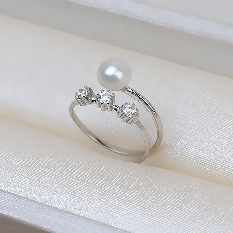 Fashion Adjustable Size Silver Pearl Ring Setting-Feliz Pearl - Feliz Pearl 