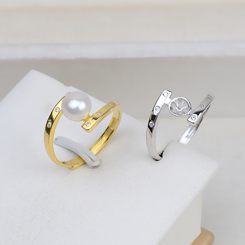 Minimalist Design S925 Sterling Silver Pearl Ring Settings - Feliz Pearl 