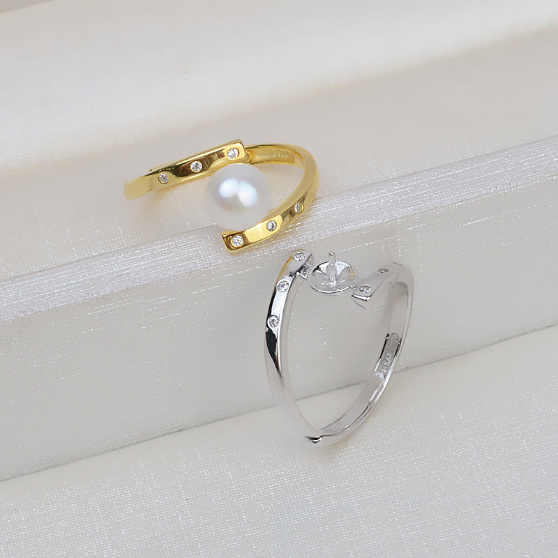 Minimalist Design S925 Sterling Silver Pearl Ring Settings - Feliz Pearl 
