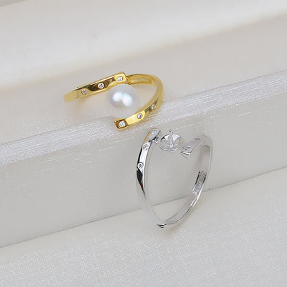 Minimalist Design S925 Sterling Silver Pearl Ring Settings - Feliz Pearl 