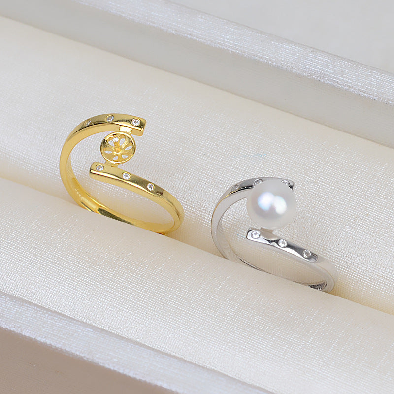Minimalist Design S925 Sterling Silver Pearl Ring Settings - Feliz Pearl 