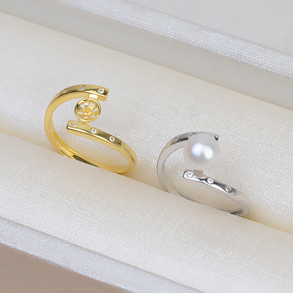 Minimalist Design S925 Sterling Silver Pearl Ring Settings - Feliz Pearl 