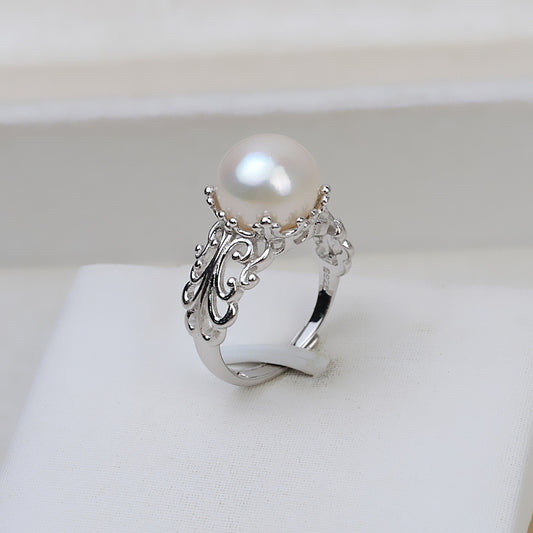 Luxury Hollow Style S925 Sterling Silver Pearl Ring Mountings - Feliz Pearl 