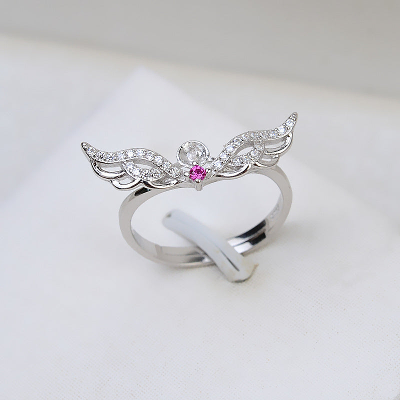 S925 Sterling Silver Angel Wing Pearl Ring Mounting for Jewelry Diy - Feliz Pearl 
