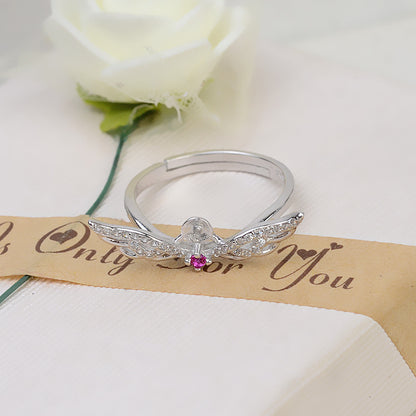 S925 Sterling Silver Angel Wing Pearl Ring Mounting for Jewelry Diy - Feliz Pearl 