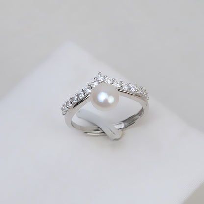 Tiny Crown Pearl Ring Setting-S925 Sterling Silver - Feliz Pearl 