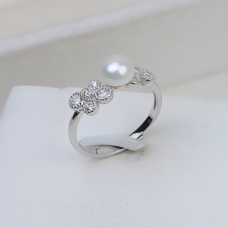 S925 Sterling Silver Flower Pearl Ring Mounting-Jewelry Making - Feliz Pearl 