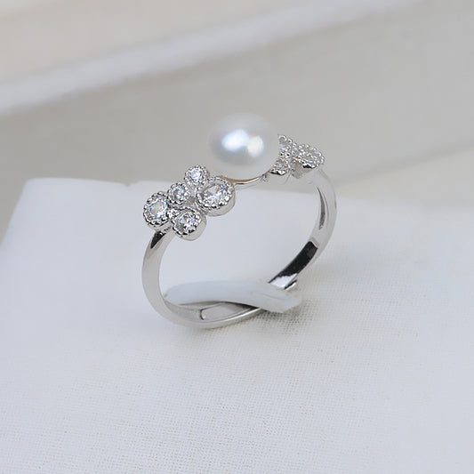 S925 Sterling Silver Flower Pearl Ring Mounting-Jewelry Making - Feliz Pearl 
