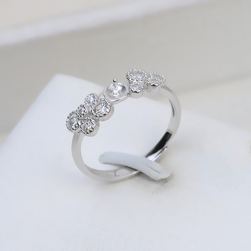 S925 Sterling Silver Flower Pearl Ring Mounting-Jewelry Making - Feliz Pearl 