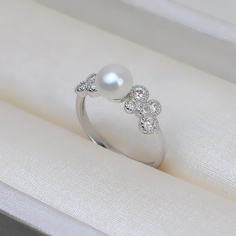 S925 Sterling Silver Flower Pearl Ring Mounting-Jewelry Making - Feliz Pearl 