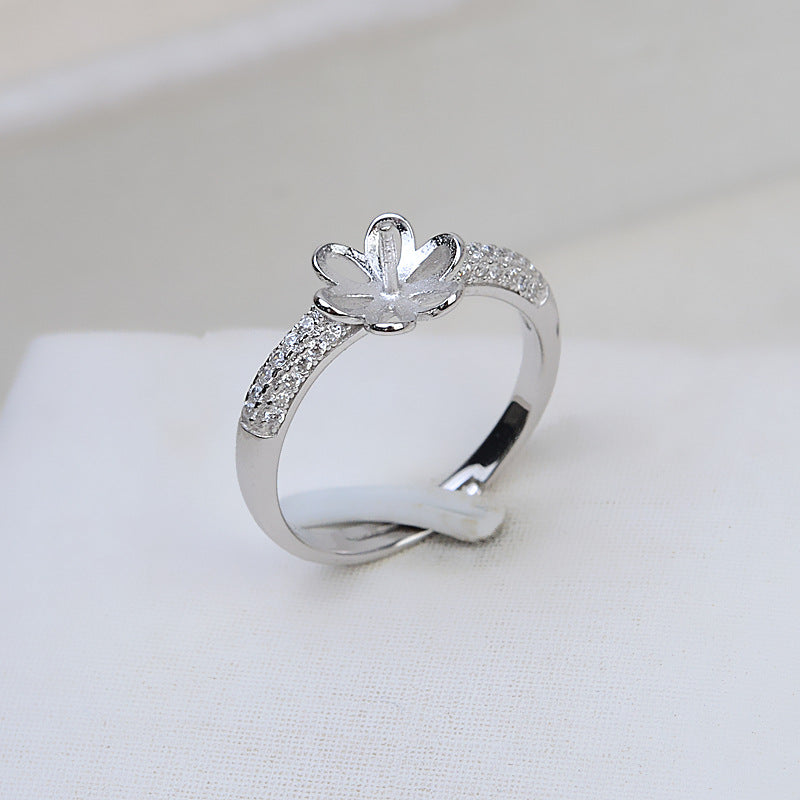 Cubic Zirconia Adjustable Size Pearl Ring Mountings - Feliz Pearl 
