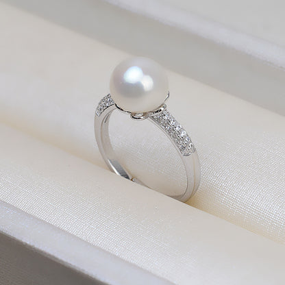 Cubic Zirconia Adjustable Size Pearl Ring Mountings - Feliz Pearl 