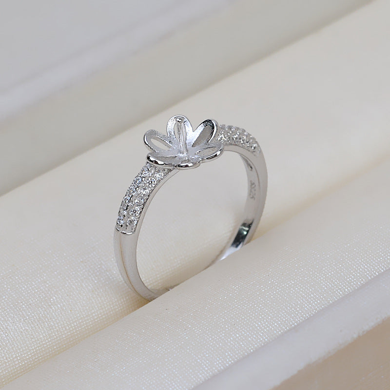 Cubic Zirconia Adjustable Size Pearl Ring Mountings - Feliz Pearl 